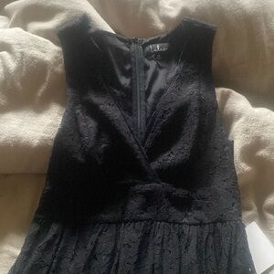 Black mid length v neck crochet dress